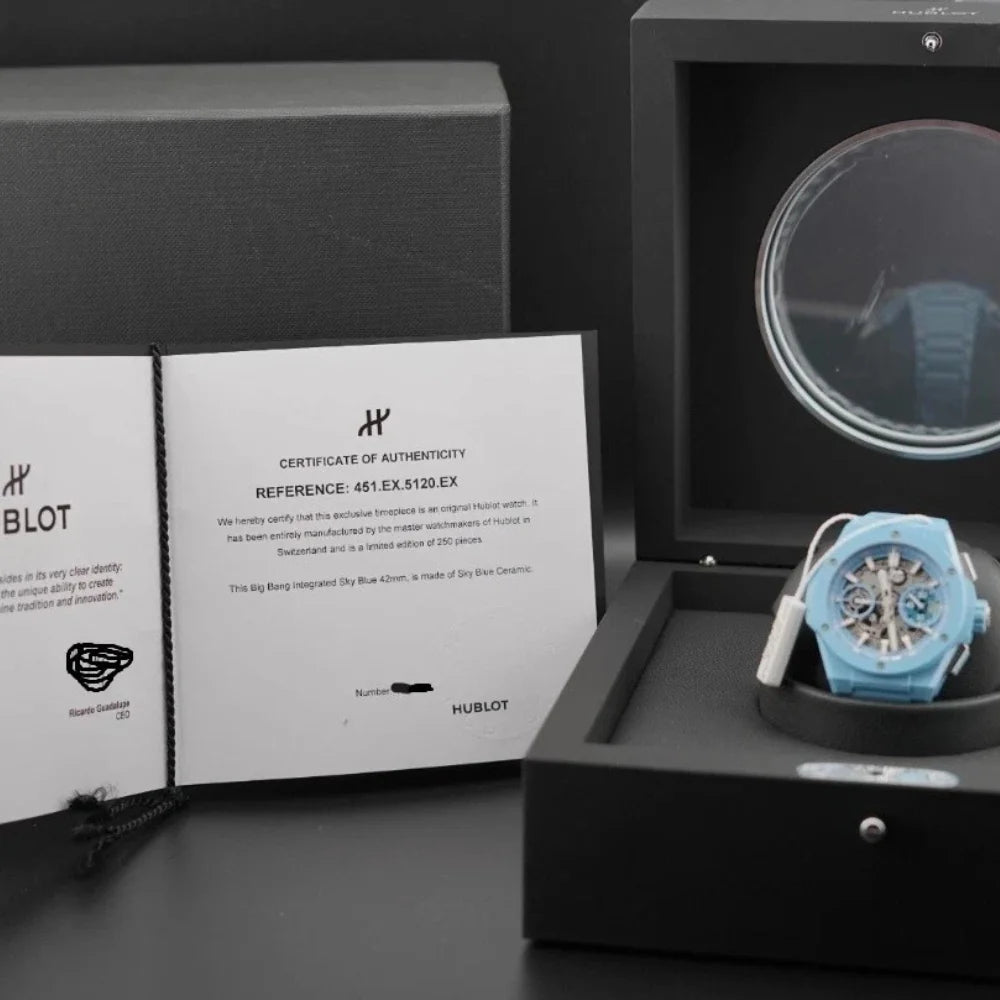 H Big Bang INTEGRATED SKY BLUE CERAMIC Ref# 451.EX.5120.EX