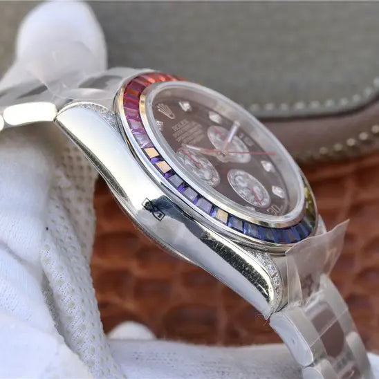 RL Daytona Rainbow Diamond Silver 40 mm