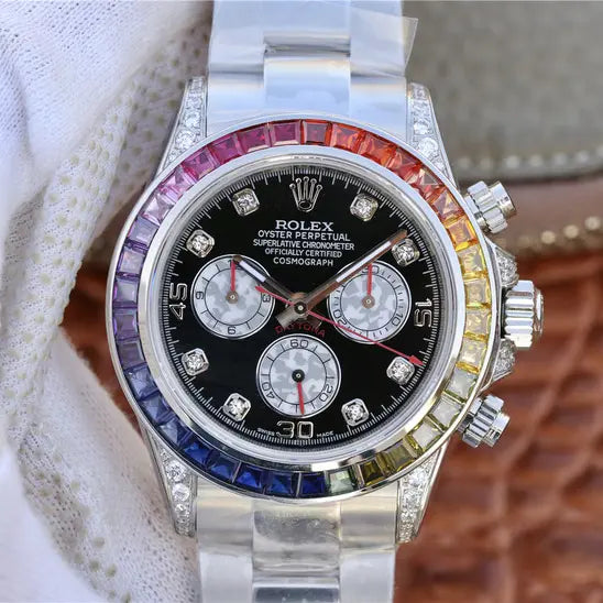 RL Daytona Rainbow Diamond Silver 40 mm