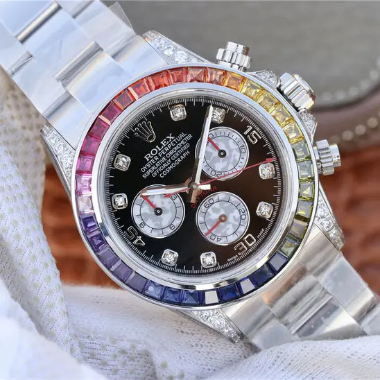 RL Daytona Rainbow Diamond Silver 40 mm